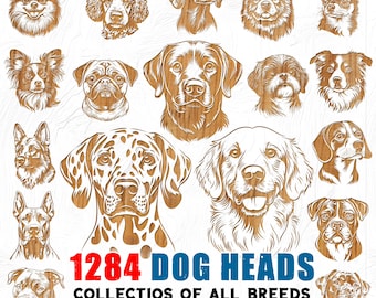 1284 Dog Breeds SVG Bundle Laser Engraving Files PNG Dxf Pdf Cricut CNC ( Instant Downloads )
