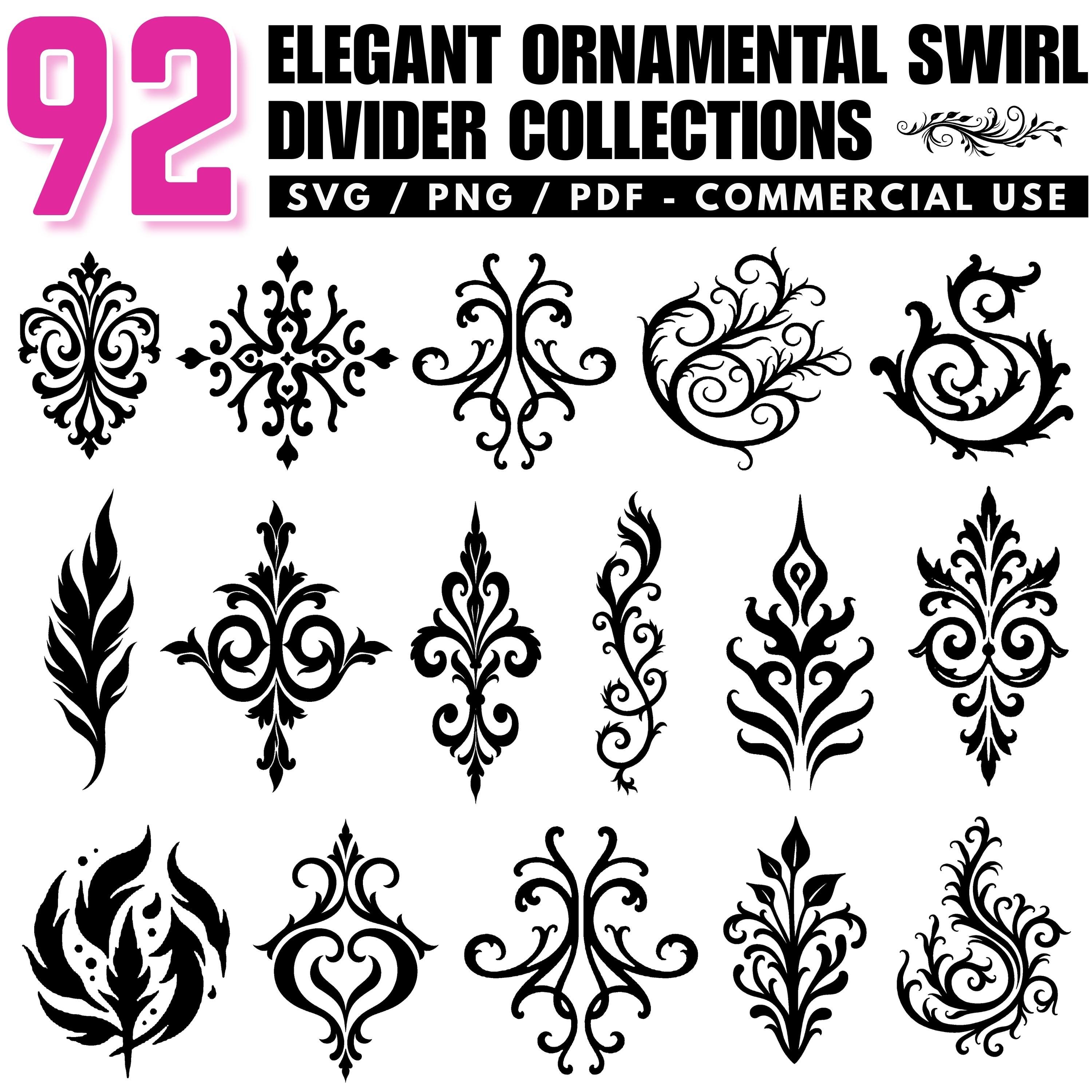 Ornamental Swirl Divider Collection: SVG, PNG, PDF Files (commercial Use) -  Etsy, image size:3000x3000