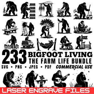Laser Engrave Files Bigfoot Living the Farm Life Bundle Svg Png Pdf coaster files | instant download | Commercial use engraving png