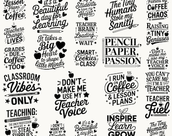 Lustige Lehrer Sprüche SVG Bundle: Kommerzielle Nutzung Cricut Dateien (Digitaler Download)