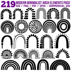 Moderne minimalistische boogelementen Pack Svg Png Pdf-bestanden bundel Cricut gesneden bestanden | direct downloaden | Commercieel gebruik