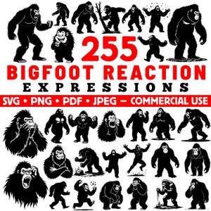 Bigfoot Reaction Expressions: SVG PNG PDF Cricut Cut Files (Commercial Use)