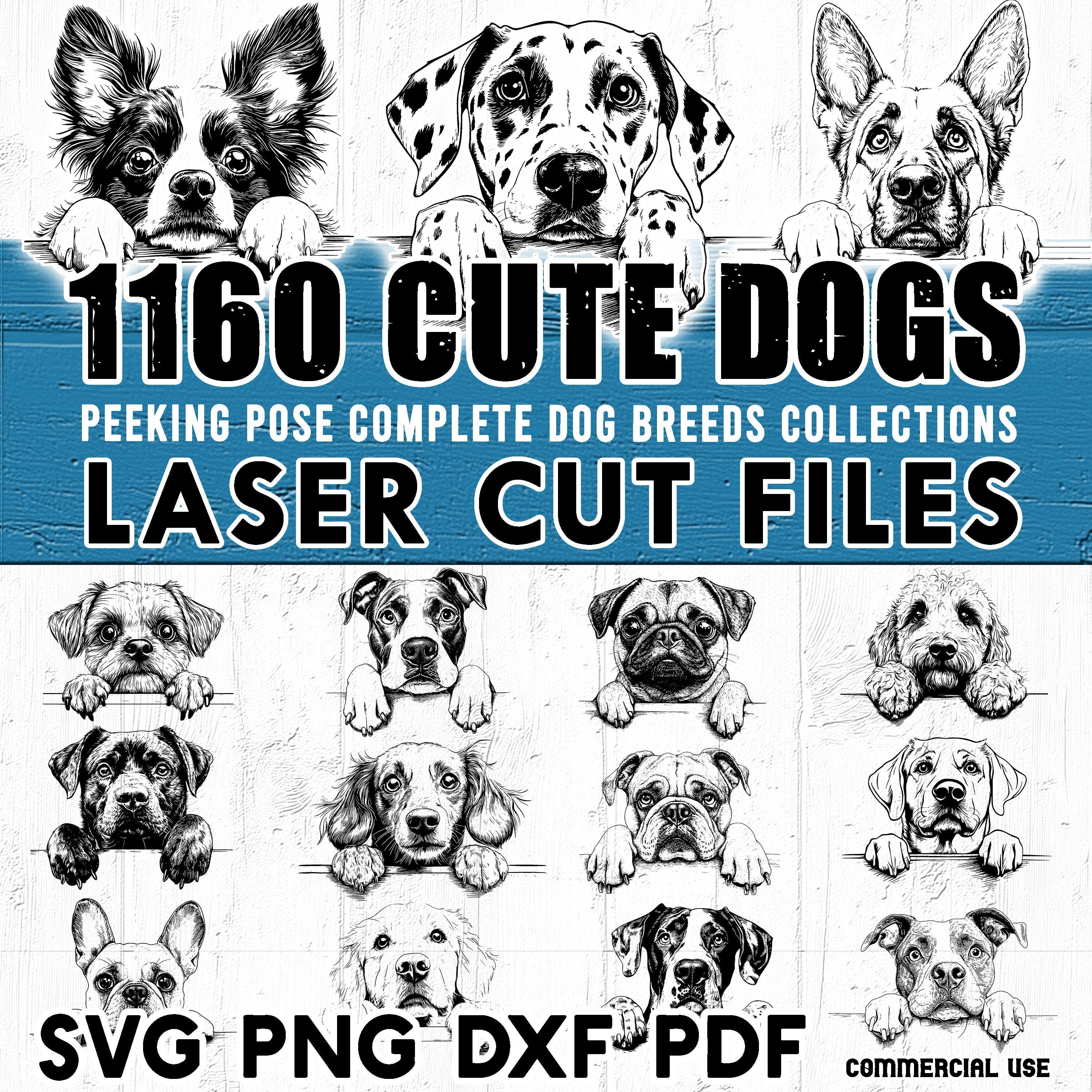 Laser Engraving Files Cute Dogs 1160 Peeking Pose Complete Dog