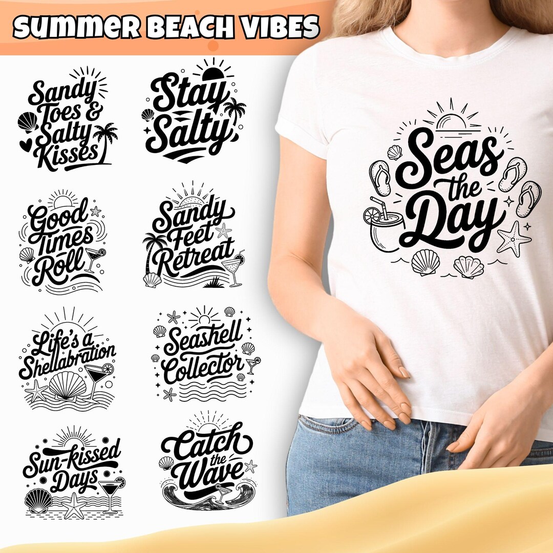 Summer Beach Vibes SVG Bundle: Commercial Use Cricut Cut Files (PNG ...