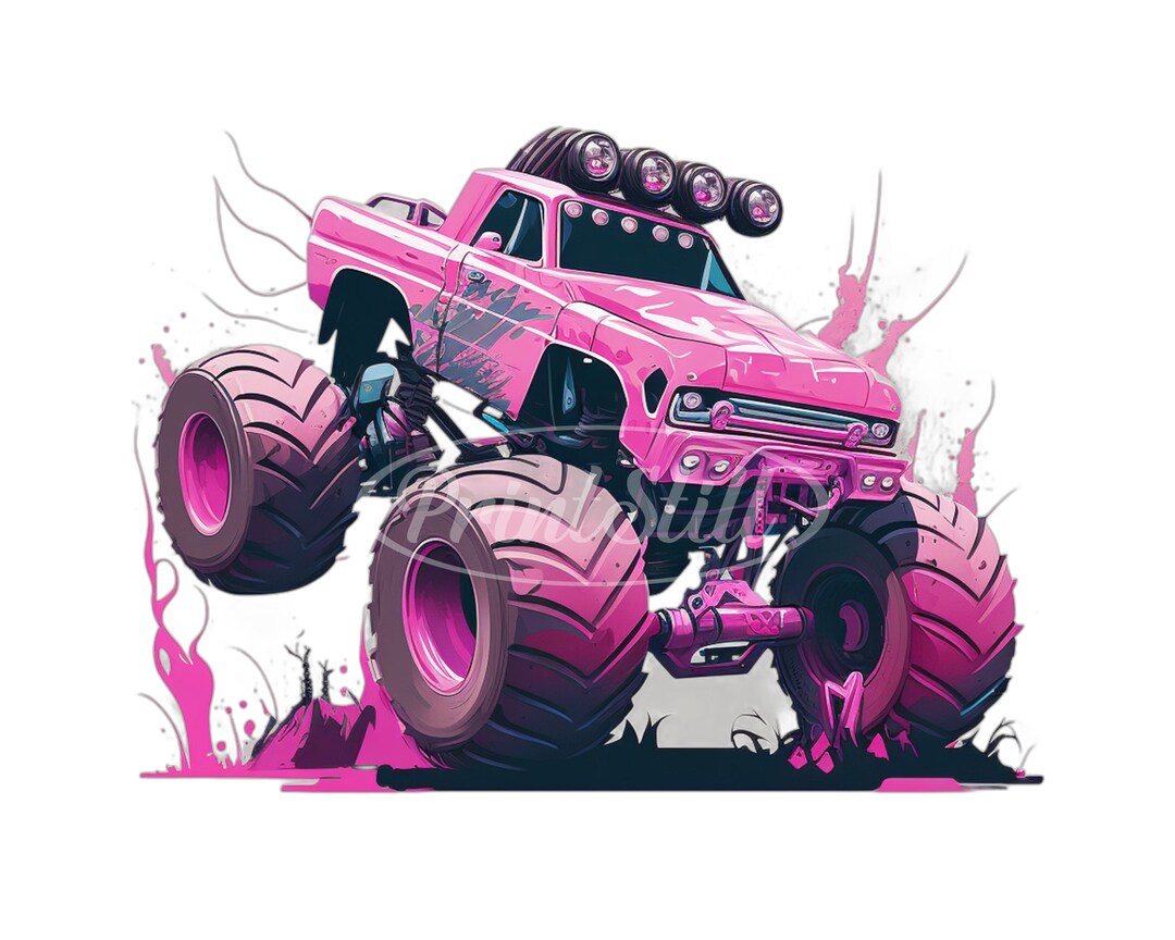 Cool Pink Monster Truck Png Sublimation Design, Monster Truck Svg