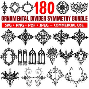 Ornamental Divider SVG Bundle: Symmetry Design Elements (Commercial Use) (Digital Download
