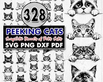 Peeking Cats Breeds SVG Bundle: 328 Designs (Digital Download)