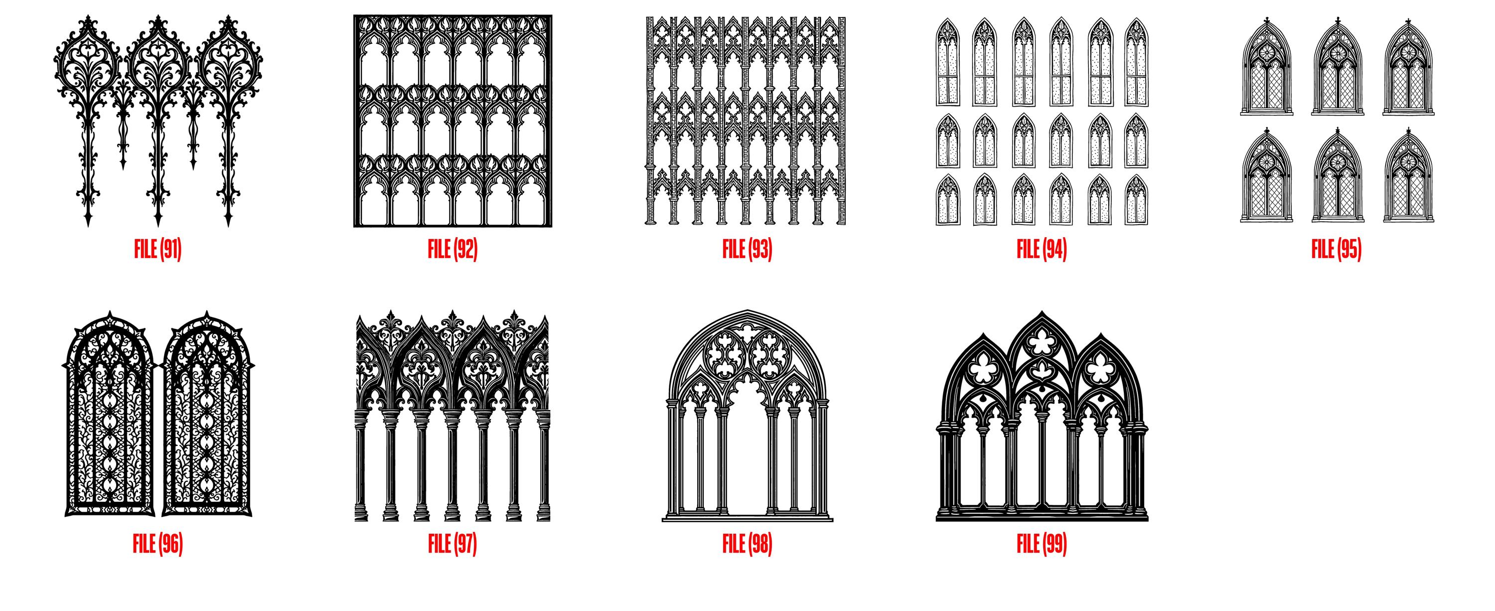 Window Filigree Vector Cathedral Window Gothic Filigree Seamless Pattern SVG Bundle, Ornate ...