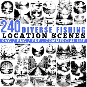 Fishing Scenes SVG Bundle: Cricut Cut Files (Commercial Use, Digital Download