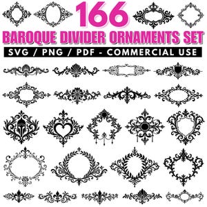 Baroque Divider Ornaments: SVG, PNG, PDF Files (Commercial Use)