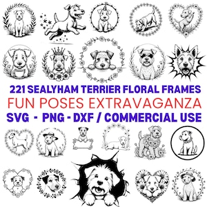 Sealyham Terrier Floral Frames and Fun Poses Extravaganza Svg Png Pdf files bundle cricut cut files | instant download | Commercial use