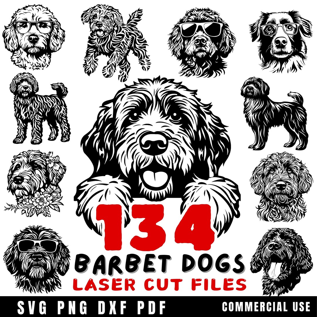 Laser Cut Files Barbet Dog Graphic Bundle Cuttable Bundle Svg Dxf Pdf ...