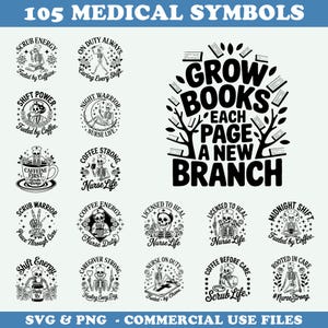 Pacchetto di file PDF in formato SVG con sagome di simboli medici, file di taglio Cricut, download istantaneo per uso commerciale