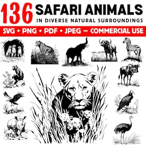 Safari Animals SVG Bundle: Natural Landscape Designs (Commercial Use, Digital Download