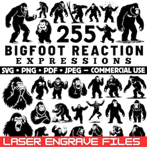 Laser Engrave Files Bigfoot Reaction Expressions bundle Svg Png Pdf coaster files | instant download | Commercial use engraving png
