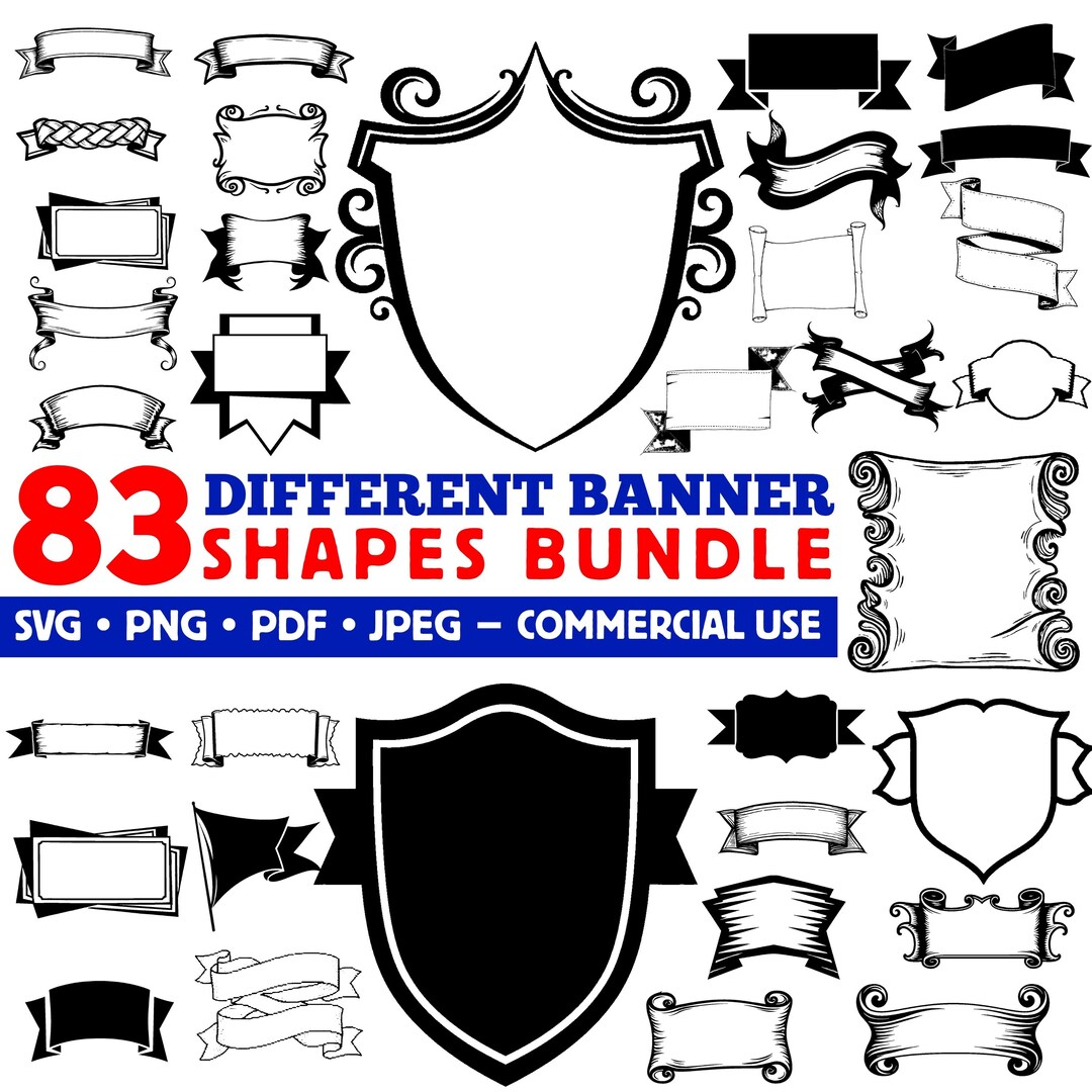 Banner Shapes SVG Bundle: Cricut Cut Files (commercial Use, Instant ...