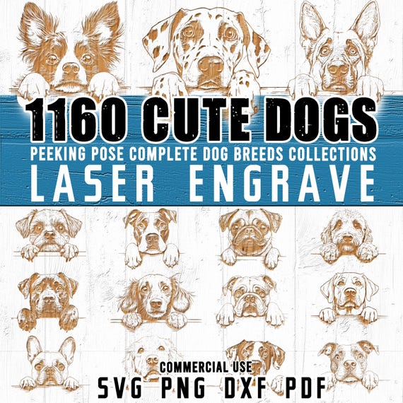 わんこページ Laser Engraving Files Cute Dogs 1160 Peeking Pose Complete Dog