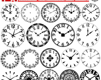 Clock Faces and Hands SVG Bundle: Commercial Use Graphics (Digital Download