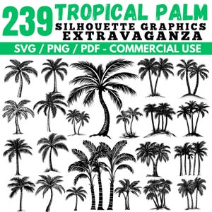 Tropical Palm Silhouette Graphics Extravaganza Svg Png Pdf files bundle cricut cut files | instant download | Commercial use