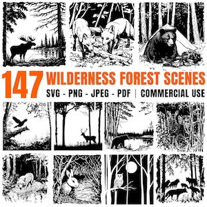 Wilderness Forest Scenes: SVG PNG PDF Files for Cricut (Commercial Use)