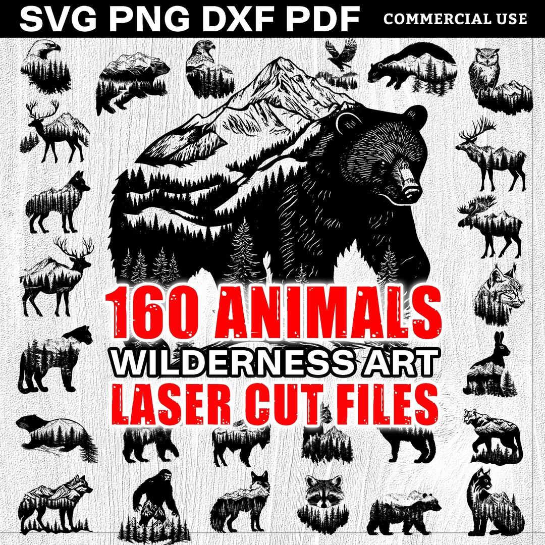 Laser Cut Files Animals Wilderness Art Cuttable Bundle Svg Dxf Pdf ...