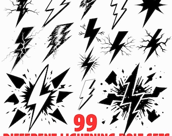 Different Lightning Bolt Sets Svg Png Pdf & Dxf Bundle for DIY