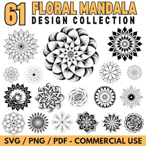 Floral Mandala Design Collection Svg Png Pdf files bundle cut files | instant download | Commercial use