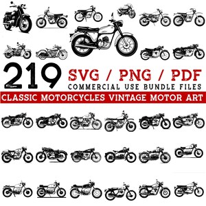 Vintage Motorcycle Art: SVG PNG PDF Files Bundle (Commercial Use)
