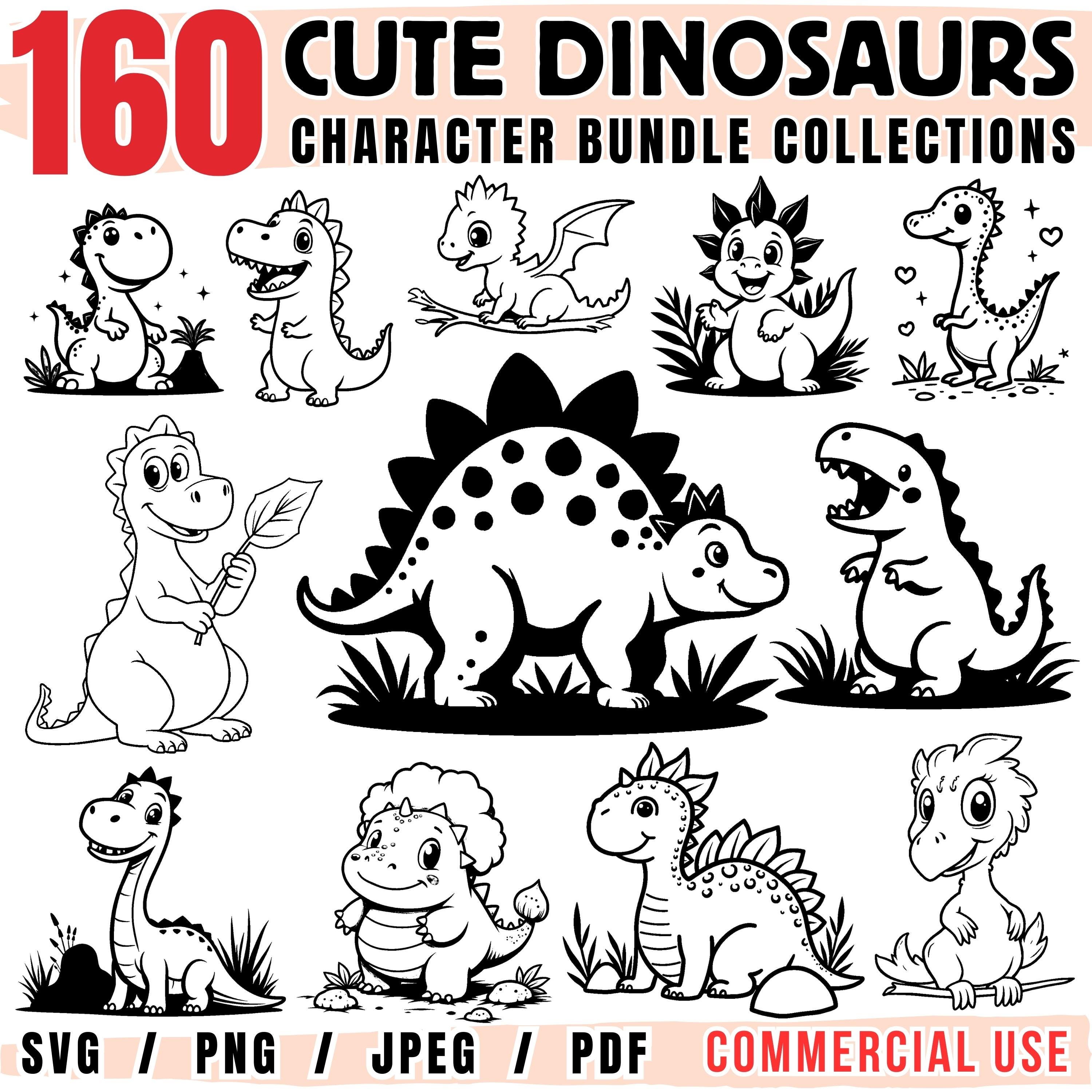 Cute Dinosaurs SVG Bundle | Cricut Cut Files (commercial Use) - Etsy