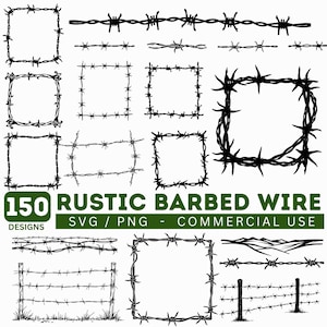 Rustik taggtråd västra gränsen SVG-paket, Cowboy Ranch trådramsavdelare design för Cricut Crafts direktnedladdningar