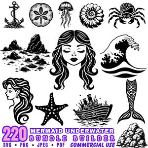 Mermaid Underwater Bundle Builder Svg Png Pdf files bundle cricut cut files | instant download | Commercial use