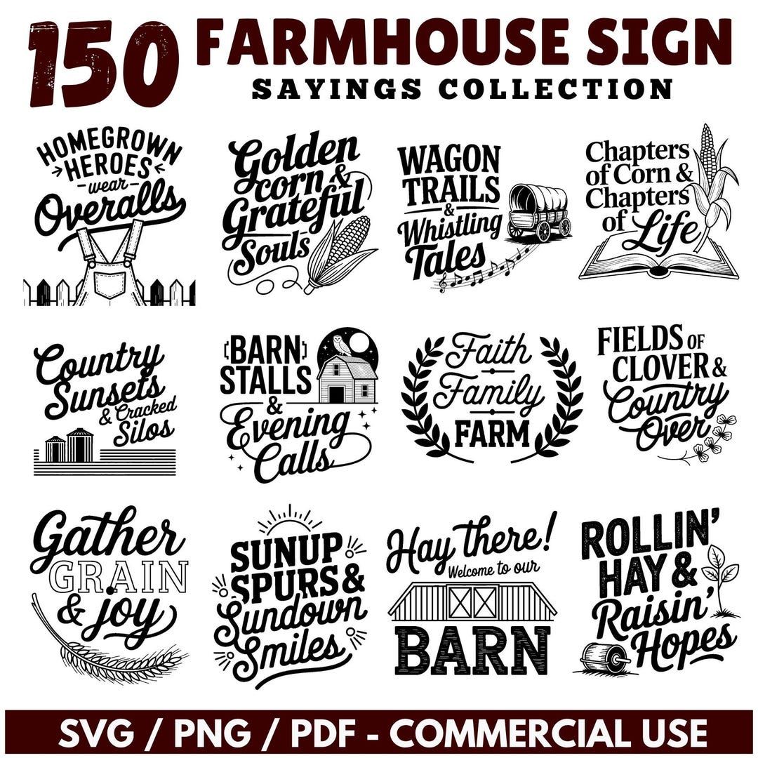 Rustic Farmhouse Sign SVG Bundle: Commercial Use (PNG, PDF Files ...