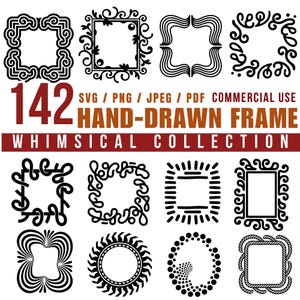 Whimsical Hand-Drawn Frame Set Svg Png Pdf files bundle cricut cut files | instant download | Commercial use