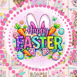 60+Trendy Easter PNG Bundle , Cute Bunny Easter, Retro, Faux Yarn, Brushstroke, Coquette Bow Easter, Patchwork, Latch hook