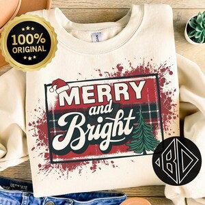 Merry and Bright Christmas Png, Christmas, Santa Claus PNG, Christmas Tree Png, Retro Christmas Shirt PNG, Vintage Christmas Png