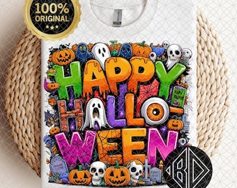 Retro Happy Halloween PNG, Spooky Season Design (Digital Download)