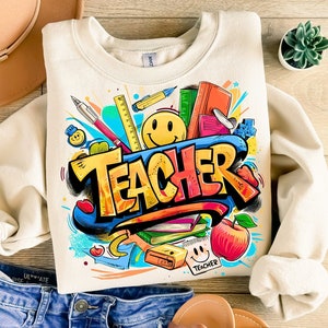 Maestro PNG, Regreso a la escuela png, Diseño de camisa PNG, Maestros, Doodle brillante, Retro, Cita divertida del maestro, PNG,