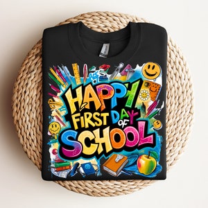 Feliz primer día de clases PNG, Diseño de camisa Grafitti de regreso a la escuela PNG, Maestros, Doodle brillante, Retro, Cita divertida del maestro, PNG,