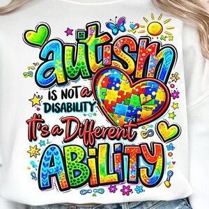 Autism Graffiti PNG Awareness Shirt Design Different Ability Neon Puzzle Heart Street Art Sublimation Download