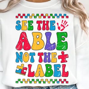 Autism Awareness Png, See The Able Not The Label, Floral Puzzle (Digital Download)