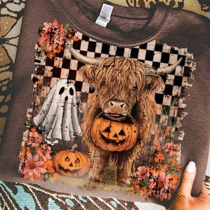Highland Cow Halloween PNG, Spooky Fall Design (Digital Download)