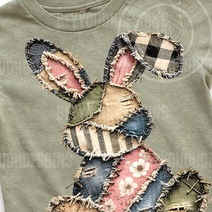 Patchwork paashaas png, gerafelde steek camouflage konijn, rustiek militair paasontwerp downloaden