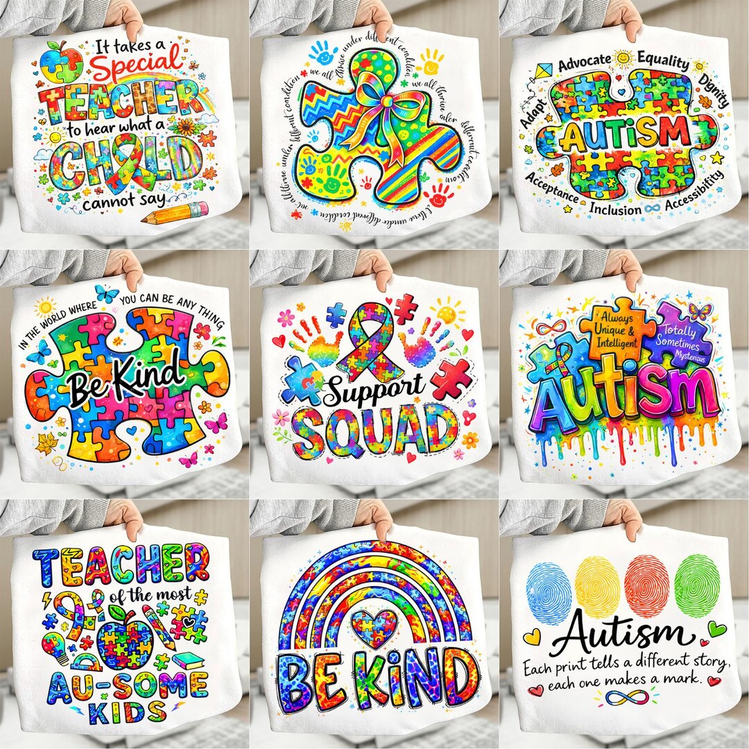 Trendy Autism Awareness 40+ PNG Bundle, New 2026, Puzzle Ribbon Designs ...