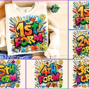 Back to School PNG,  Level Form Grade Bundle, Kindergarten, School Grade Level, Happy First Day Of School, School Png, Retro School