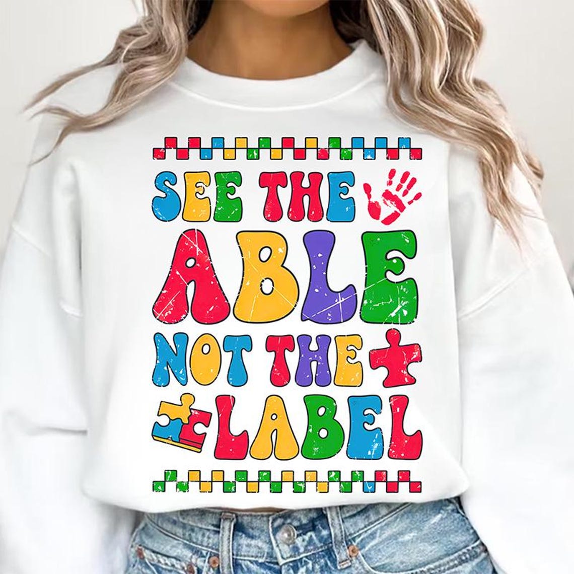 Autism Awareness Png, See the Able Not the Label, Floral Puzzle ...