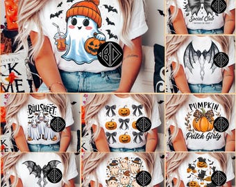 Zestaw Vintage Halloween PNG, kokarda nietoperza (pobranie cyfrowe)