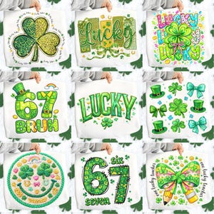 Trendy St Patrick's Day PNG Bundle, 50+ Hand-Painted Irish Clipart, Patchwork, Faux Yarn, Latch Hook, Shamrock, Knit, 2026