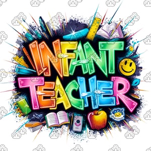 Maestro infantil PNG, Regreso a la escuela png, Diseño de camisa PNG, Maestros, Doodle brillante, Retro, Cita divertida del maestro, PNG,