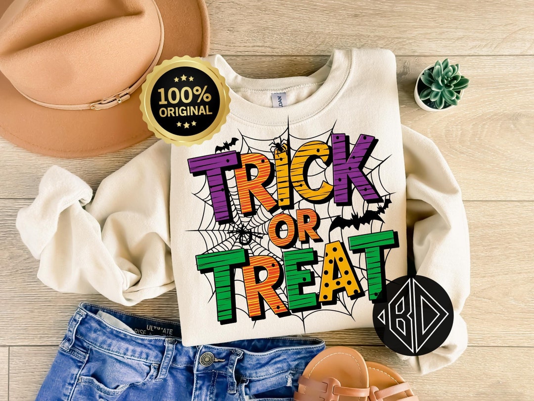 Retro Trick or Treat PNG, Halloween Sublimation Design (digital ...