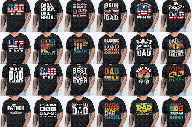 Paquete de más de 90 imágenes PNG para el Día del Padre, diseños para la vida de papá, frases divertidas para papá en formato PNG, diseño de camiseta patriótica para papá, descarga digital de regalo para papá, sublimación en EE. UU. imagen 3